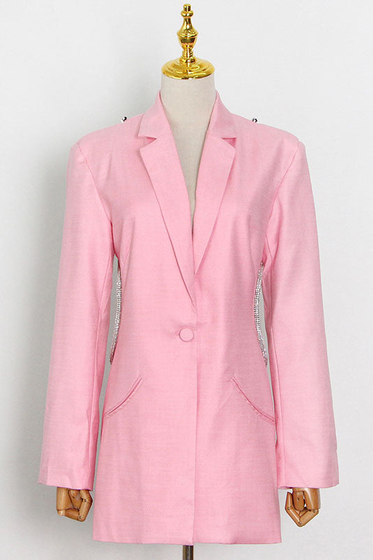 DIAMANTE ROPE KNOT BLAZER /DRESS - PINK