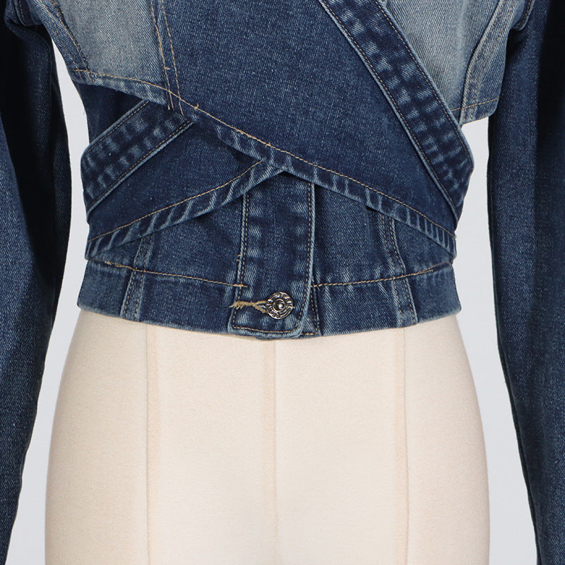 Personalized Short Irregular Collar Denim Jacket