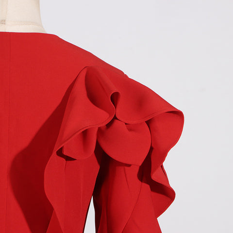 RED RUFFLE JACKET