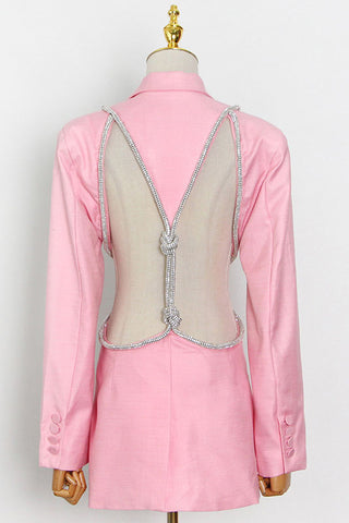 DIAMANTE ROPE KNOT BLAZER /DRESS - PINK