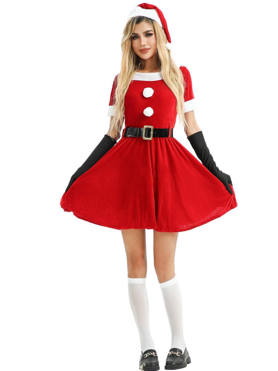 Santa Outfit Dress With Gloves And Hat