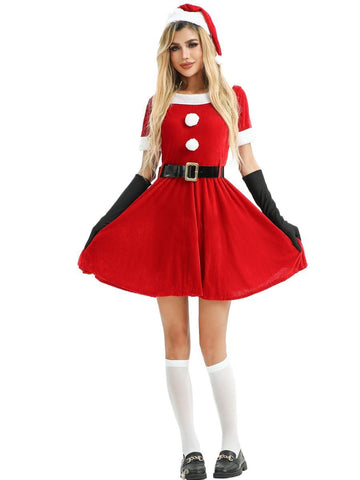 Santa Outfit Dress With Gloves And Hat