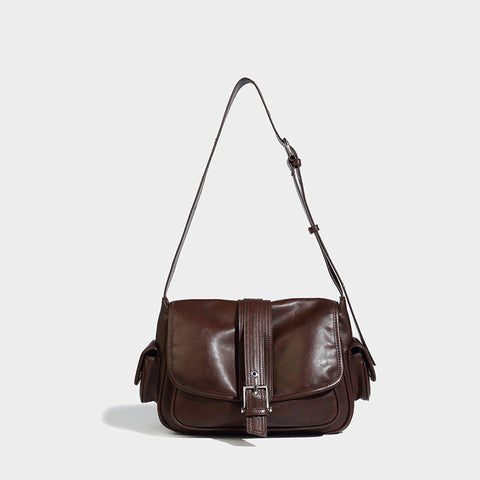 Sac messager à bandoulière à rabat de luxe léger de couleur unie de niche Baguette 