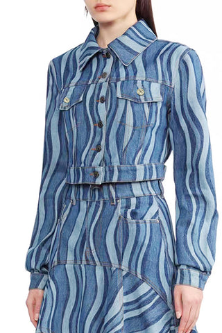 Wavy Stripe Denim Jacket