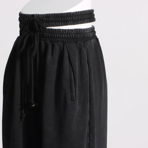 Asymmetrical Cut Out Elastic-Waist Wide-Leg Track Pants