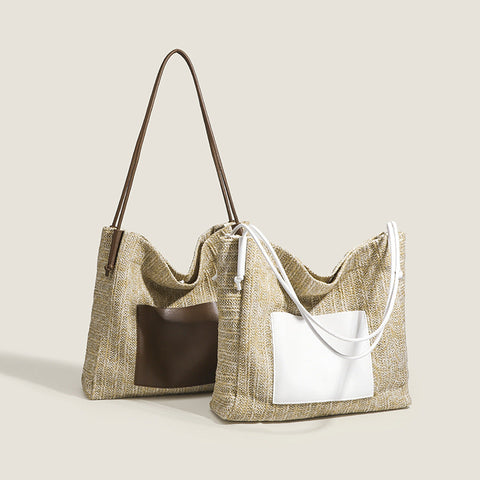 Vintage Weave Tote Bag Vacation Straw Bag Shoulder Bag Large Capacity Shopping Bag Beach Bag Mother Child Bag