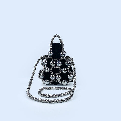 Sac à main de forme concave avec perles sombres pour célébrités d'Internet, sac messager tendance 