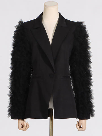 BLAZER WITH RUFFLED TULLE