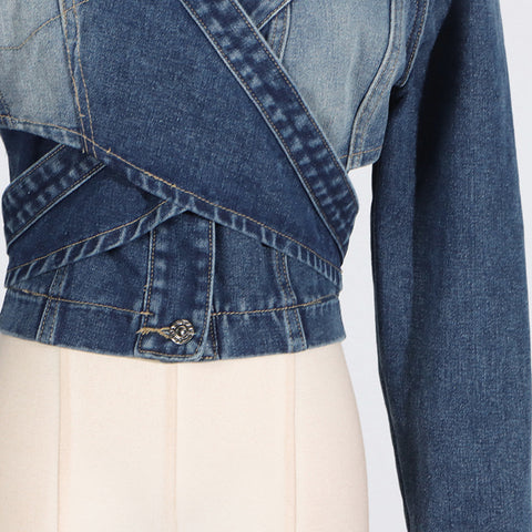 Personalized Short Irregular Collar Denim Jacket