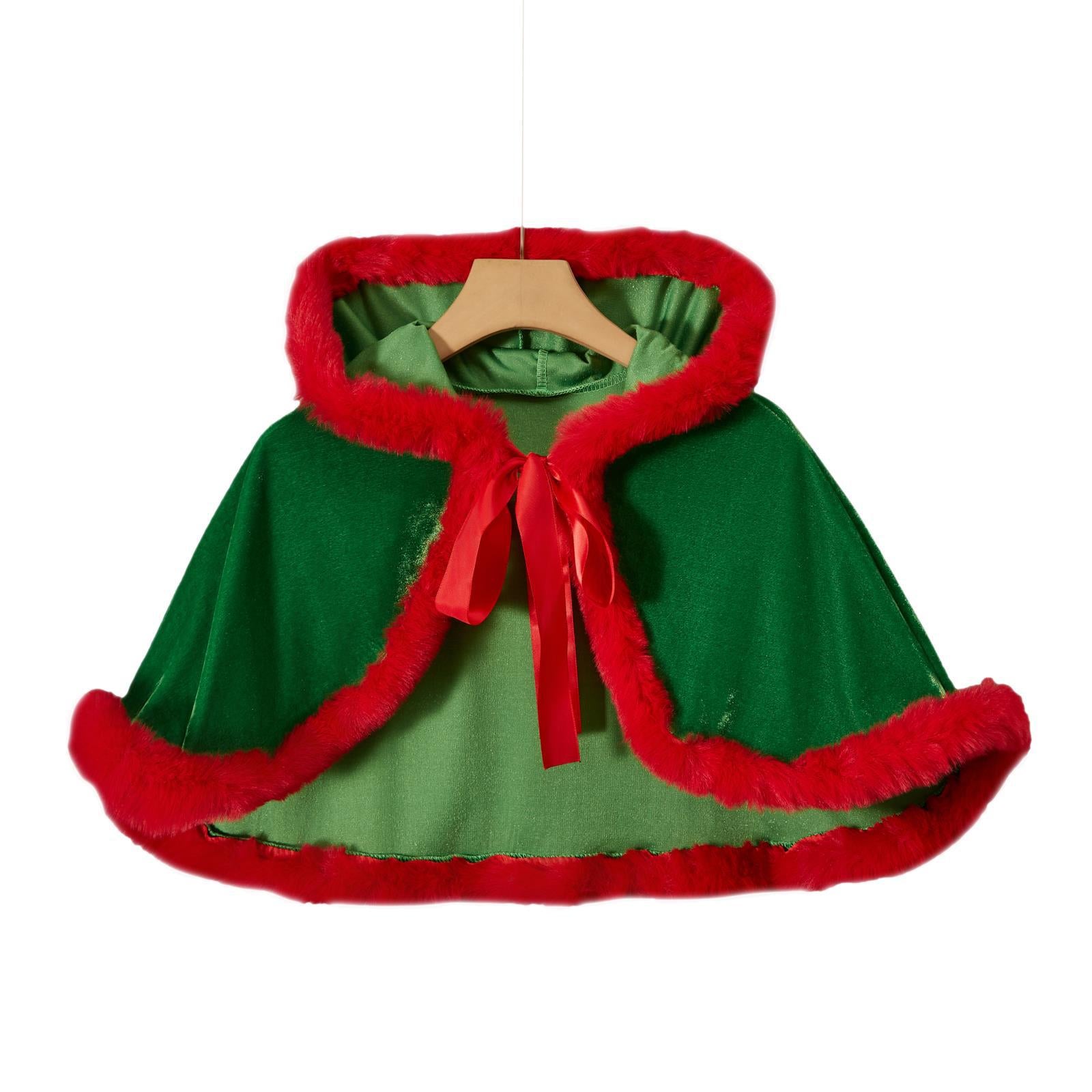 Christmas Velvet Shawl Cloak Cape Robe Costume For Halloween Party