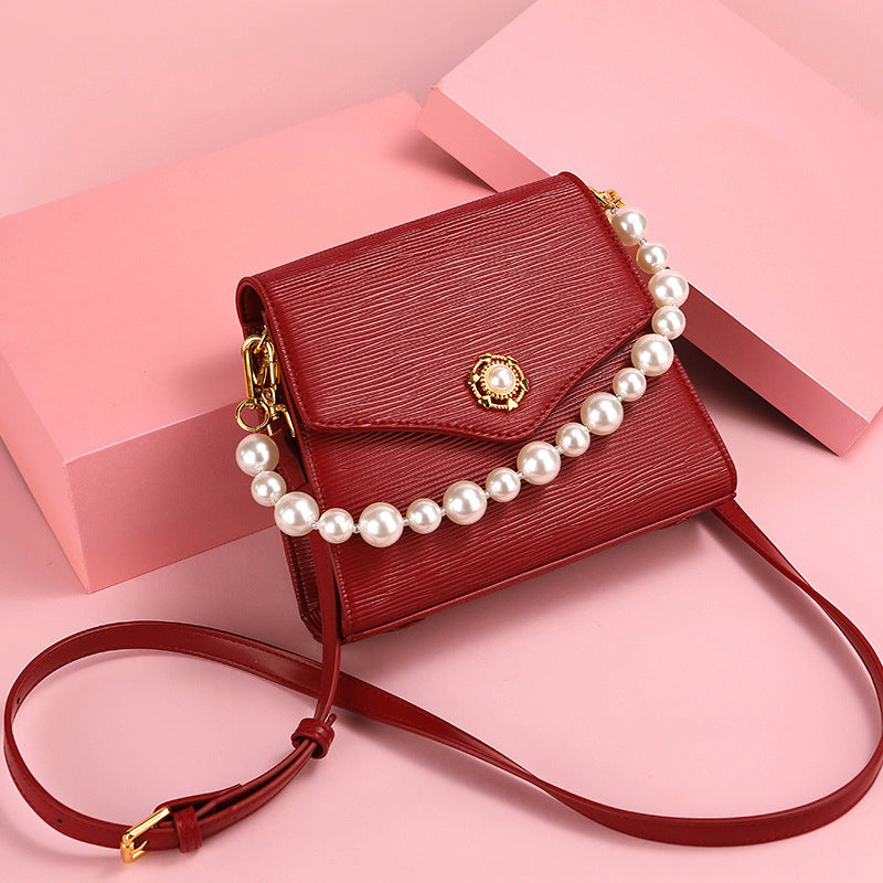 Bag Red Bride Wedding Bag Pearl Messenger Bag Special Interest Design High Textured Handbag