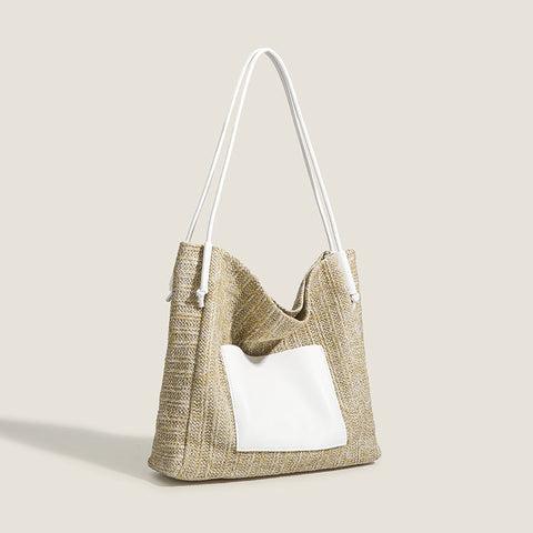 Vintage Weave Tote Bag Vacation Straw Bag Shoulder Bag Large Capacity Shopping Bag Beach Bag Mother Child Bag