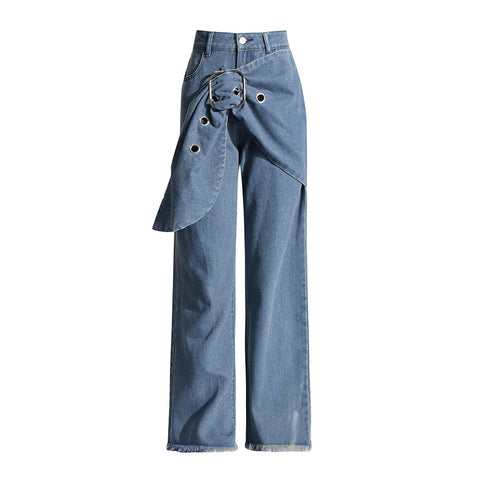 Belt Wide Leg Vintage Jeans