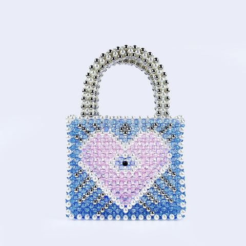 Sac à perles Fengshen Fairy Color Value Blue Heart Shaped Color Matching Shining Large Capacity Handmade Hand Carrying Love 