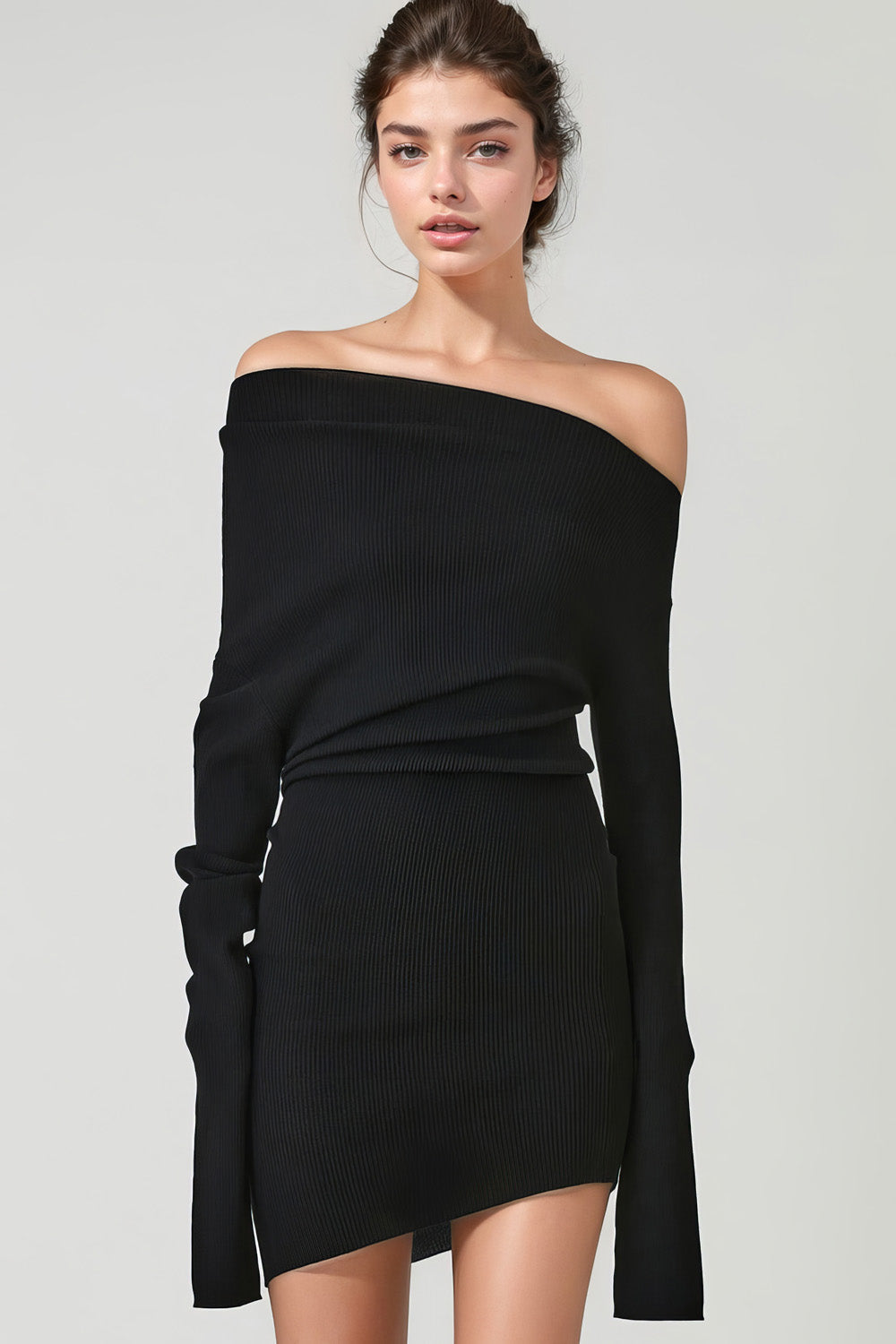 Curved Multi-wear Wool Knit Dress