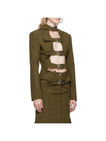 Patchwork Hollow Out Stand Collar Jackets+Cargo Maxi Skirt