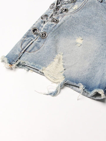 Le short en jean taille haute Calypso