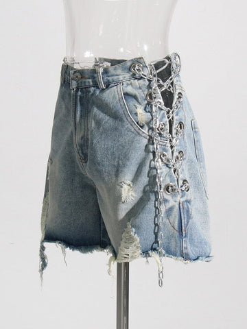 Le short en jean taille haute Calypso