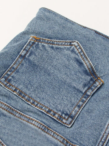 The Genie High Waist Denim Shorts - Blue