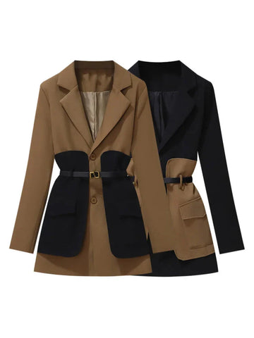 The Lysandra Long Sleeve Belted Blazer - Multiple Colors