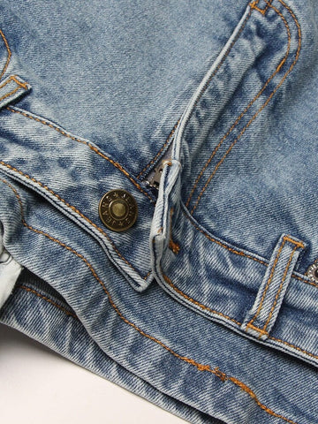 The Genie High Waist Denim Shorts - Blue