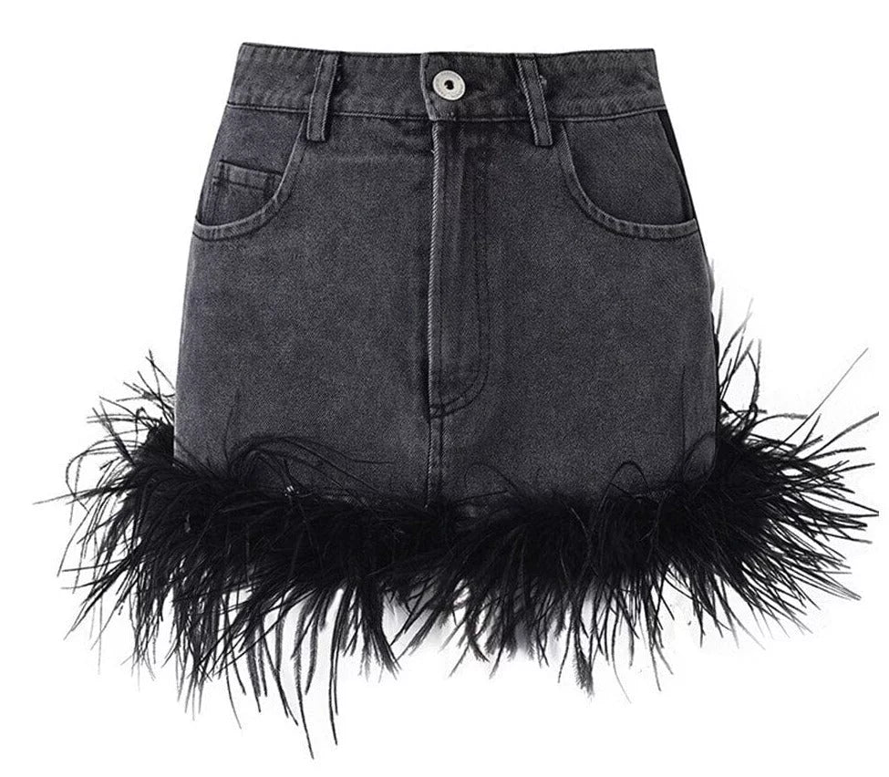 Mini-jupe en jean taille haute Ostrich