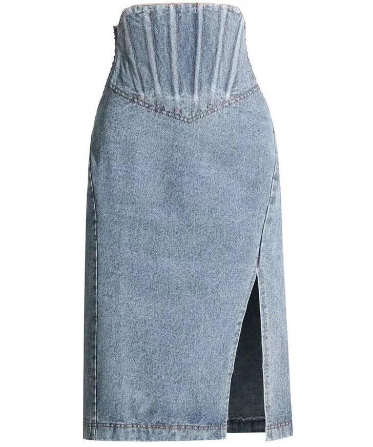 The Shelby High Waist Denim Skirt