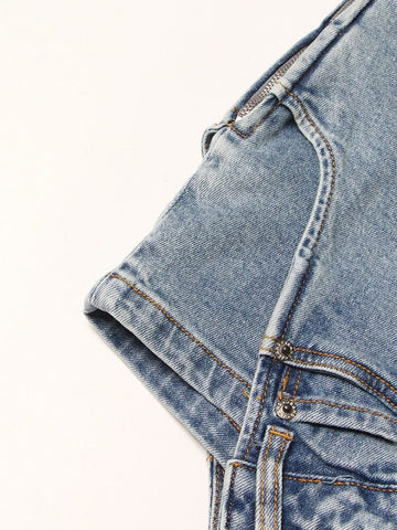 The Genie High Waist Denim Shorts - Blue