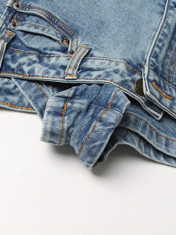 The Genie High Waist Denim Shorts - Blue