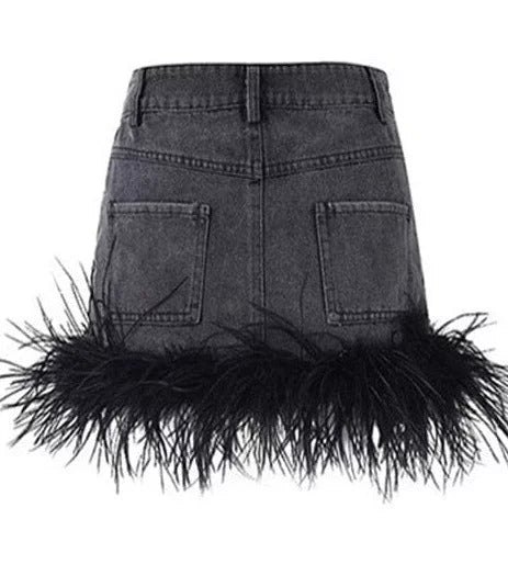 Mini-jupe en jean taille haute Ostrich