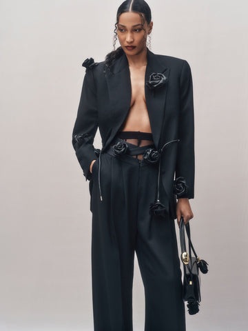 Wrapped Rose Pants/Coat - Black