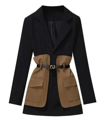The Lysandra Long Sleeve Belted Blazer - Multiple Colors