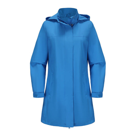 Detachable Hat Waterproof Windbreaker Solid Color Long Sleeve Thin Coat Casual Wear