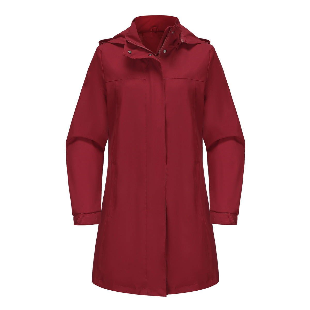 Detachable Hat Waterproof Windbreaker Solid Color Long Sleeve Thin Coat Casual Wear