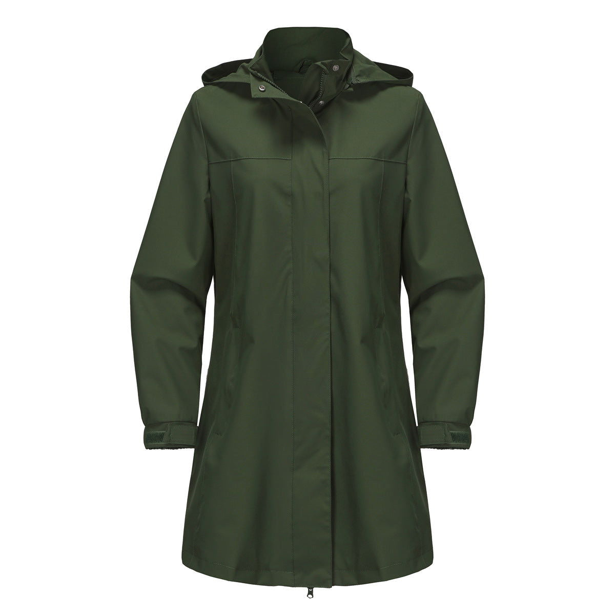 Detachable Hat Waterproof Windbreaker Solid Color Long Sleeve Thin Coat Casual Wear