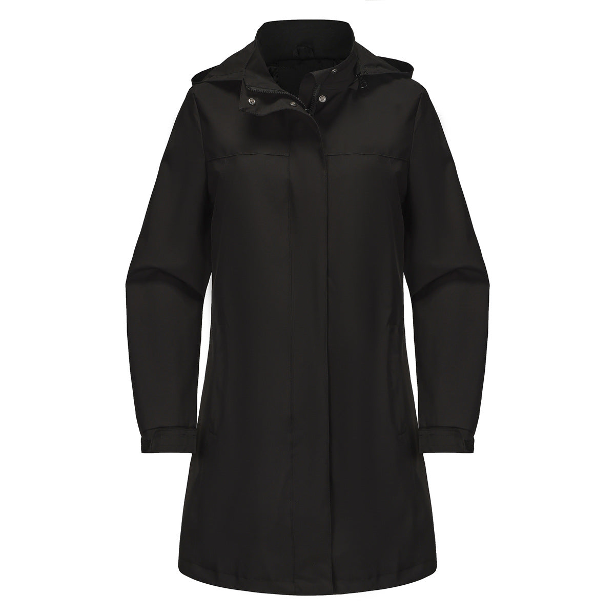 Detachable Hat Waterproof Windbreaker Solid Color Long Sleeve Thin Coat Casual Wear