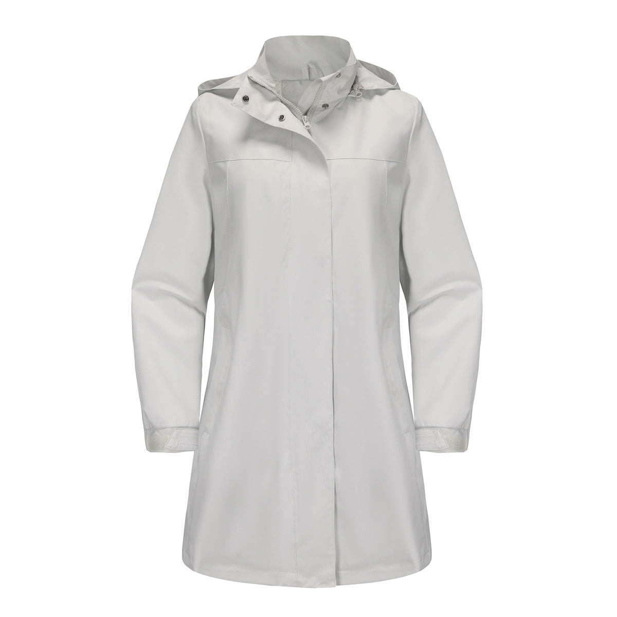 Detachable Hat Waterproof Windbreaker Solid Color Long Sleeve Thin Coat Casual Wear