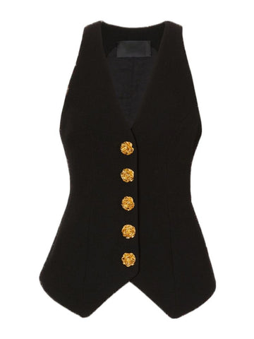 V Neck Metal Buckle Vest