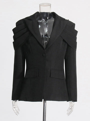 Pleated Patchwork Jacket Blazer