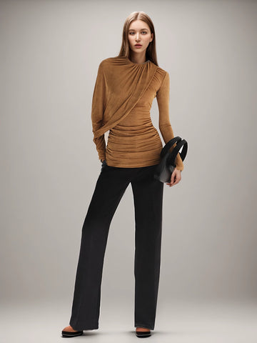 Half Shawl Versatile Knit T-shirt