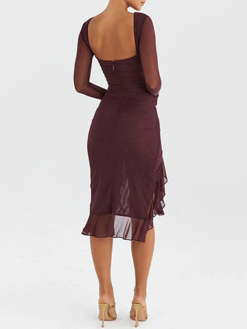 Adalynn Backless Ruffle Midi Dress