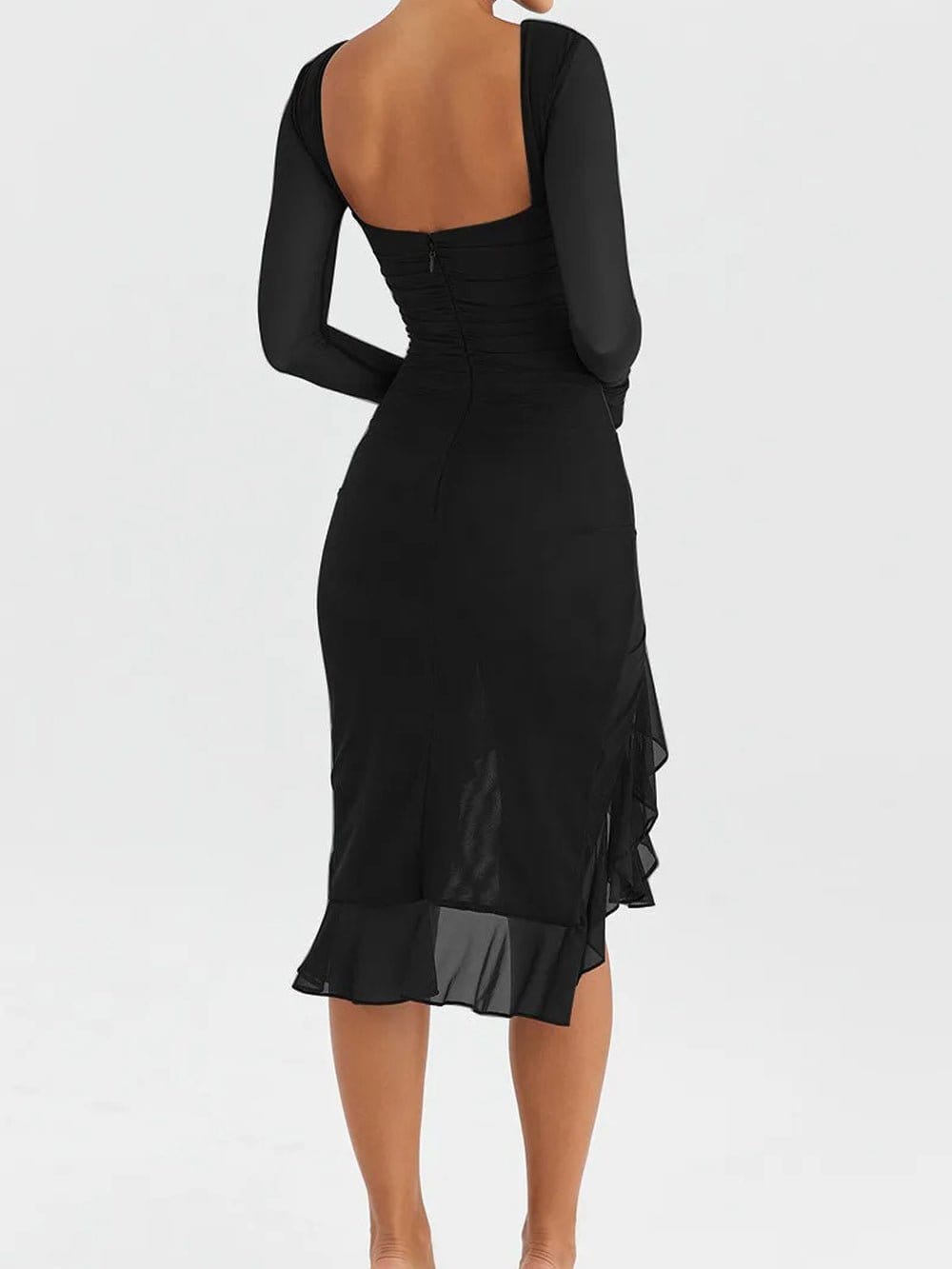 Adalynn Backless Ruffle Midi Dress