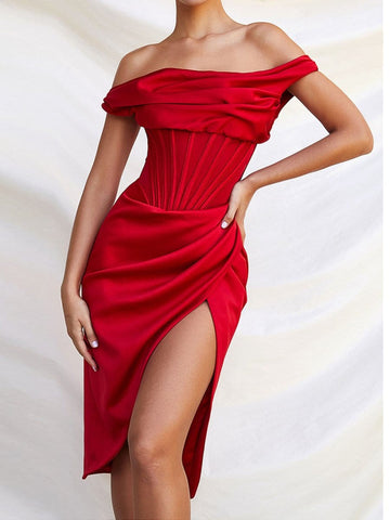 Adrian One Shoulder Midi Dress