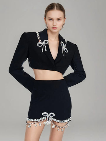 Diamonds Sexy Blazer And Skirt Two Piece Set