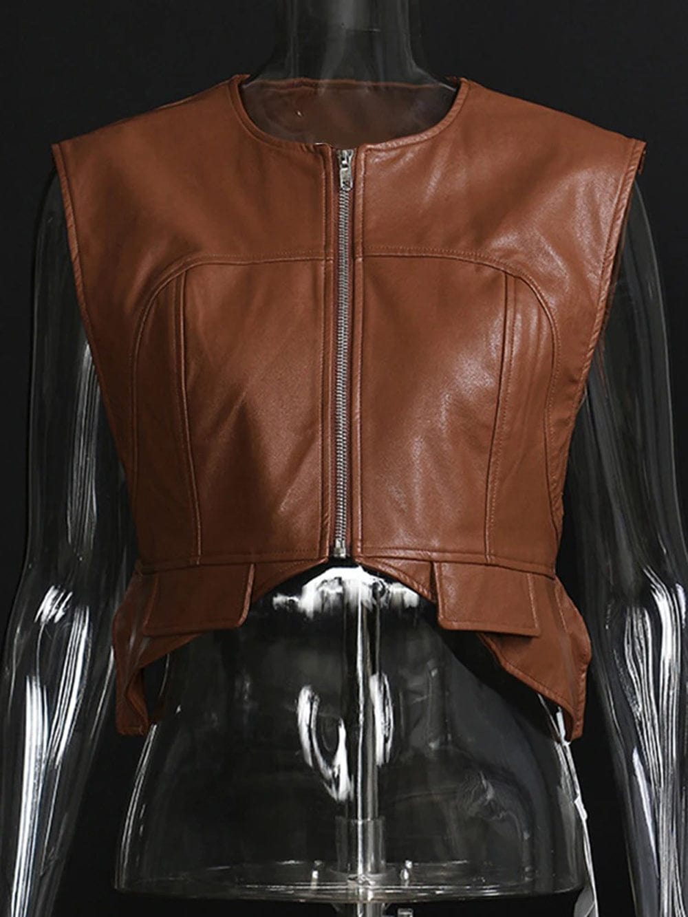 Allecia Hollow Out Leather Waistcoat