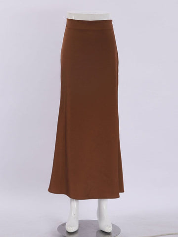 Amani Zipper Casual Silk Skirt