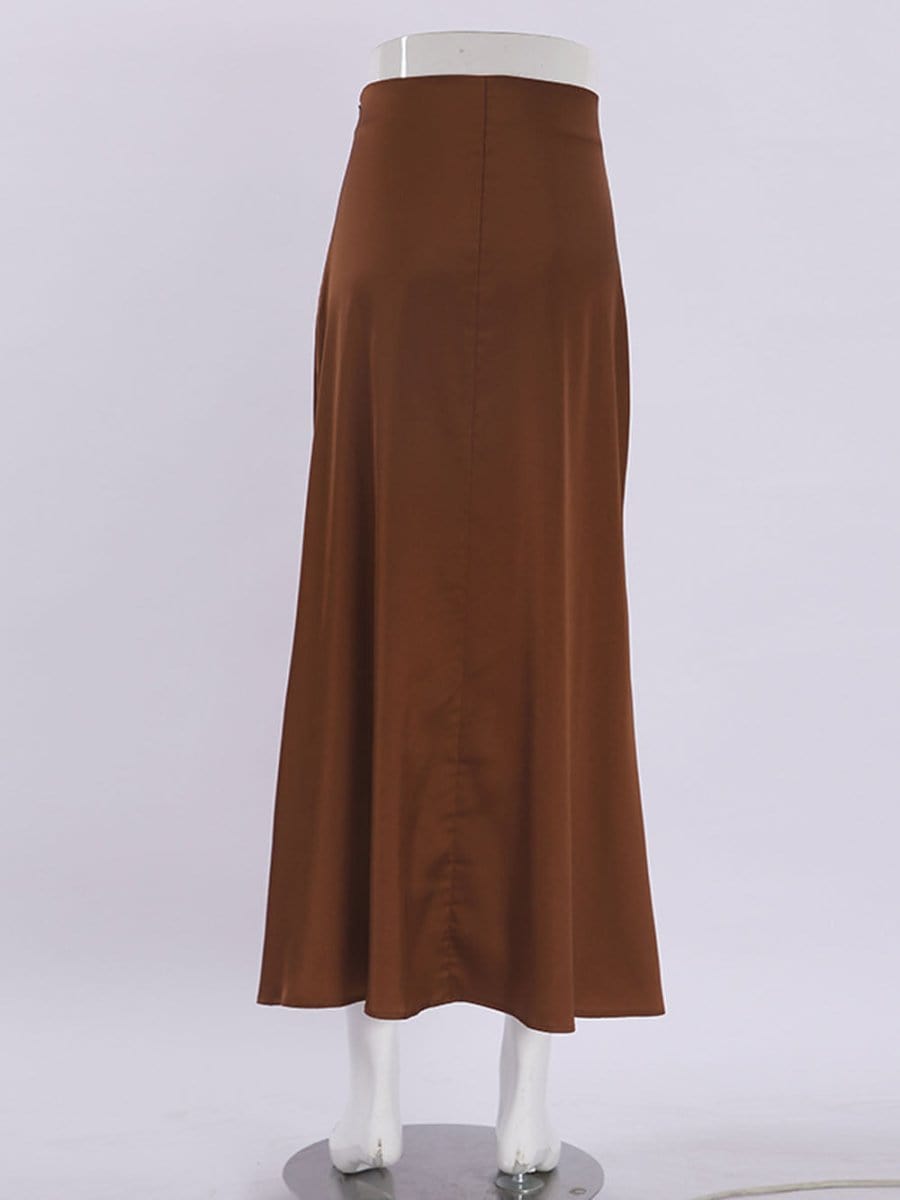 Amani Zipper Casual Silk Skirt