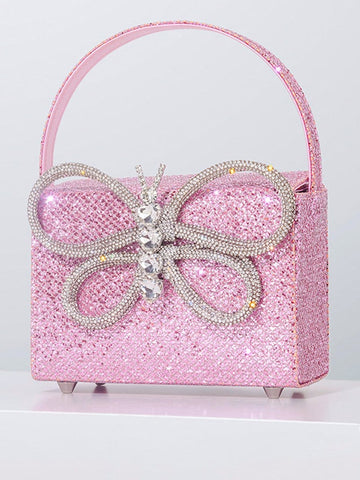 Sac à main Andrea en forme de boîte avec papillon et strass brillants