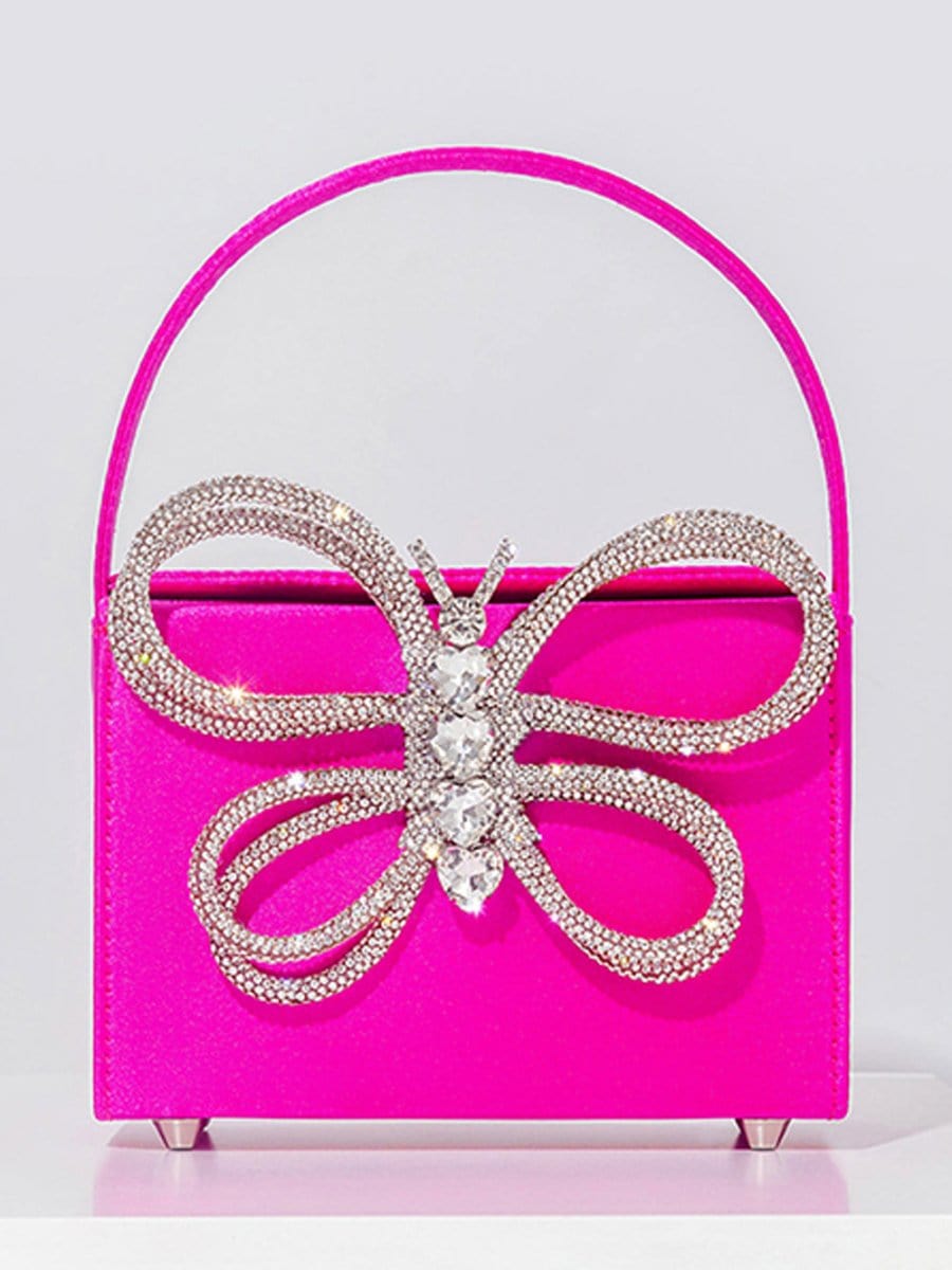 Andrea Shiny Rhinestone Butterfly Box Handbag