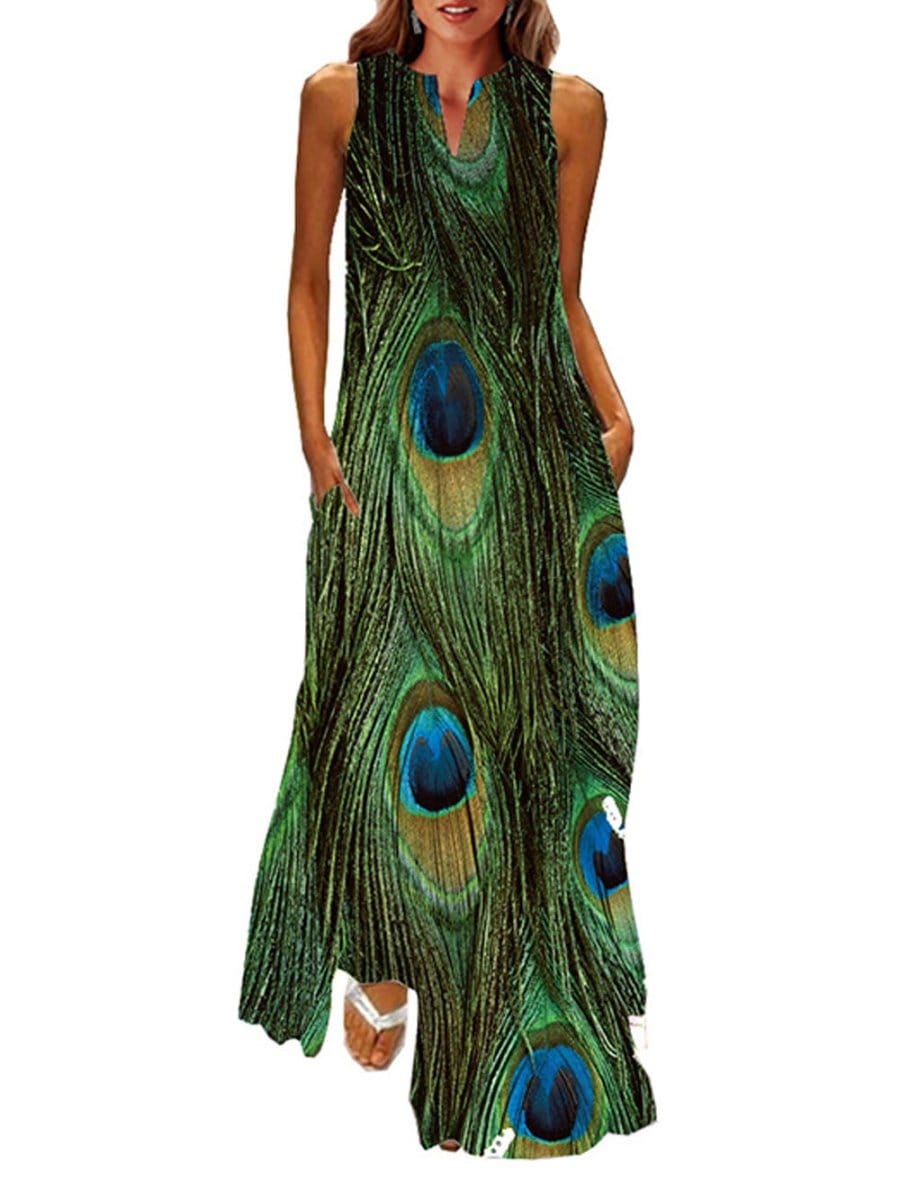 Robe longue à plumes Asma